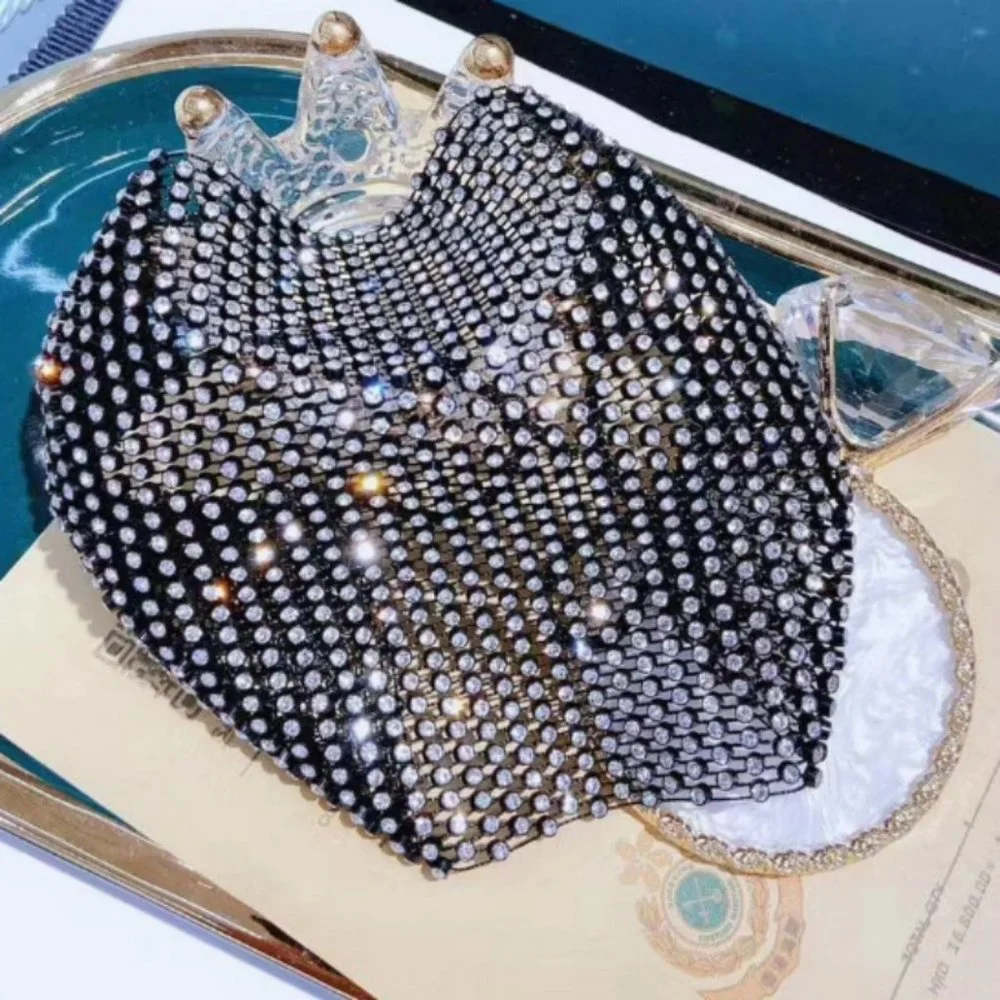 ❤️ NEW Rhinestone Face Mask Black Mesh Beautiful A Lot of Bling - Picture 3 of 6